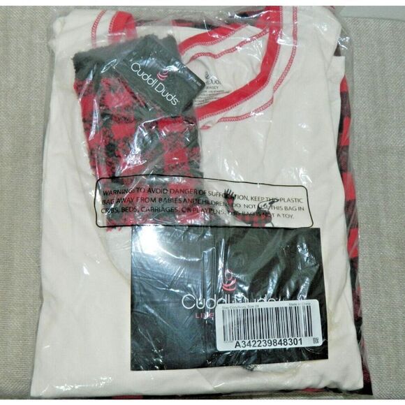 Cuddl Duds Pajamas Women’s Plus Size 2XL 3 Pc Set Polar Bear Plaid Pockets - Picture 4 of 10